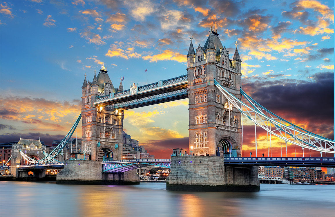 Stunning London Tower Bridge Sunset Mural Wallpaper - Vibrant Urban Scene
