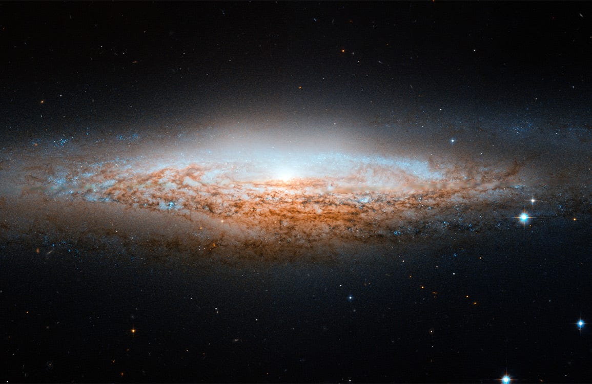 Cosmic Galaxy Dreamscape Mural Wallpaper - Celestial Blue and Amber Design