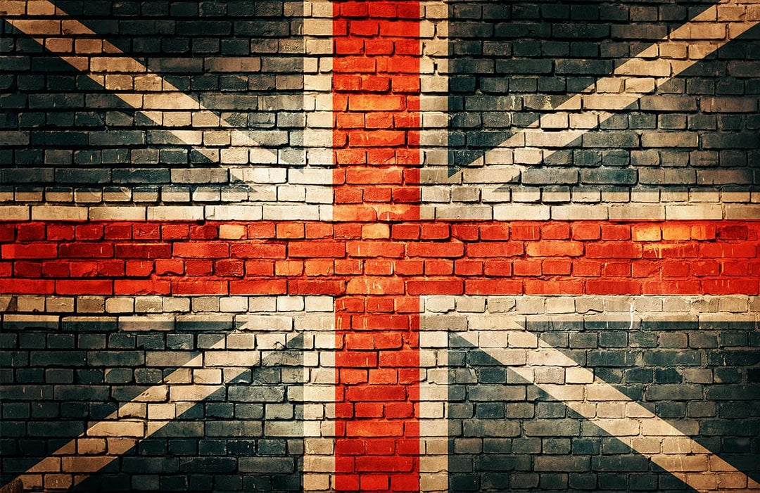 Vintage Union Jack Brick Wall Mural Wallpaper - Rustic British Style