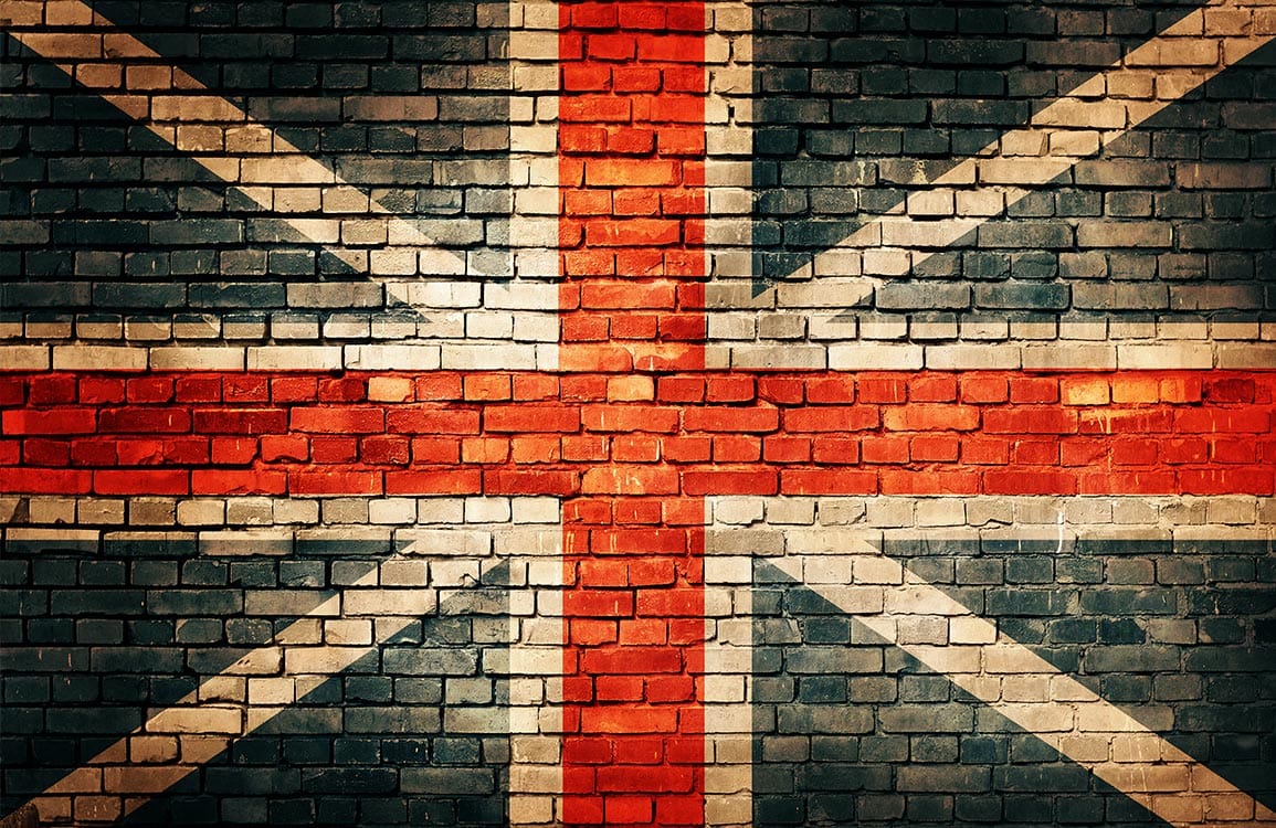 Vintage Union Jack Brick Wall Mural Wallpaper - Rustic British Style