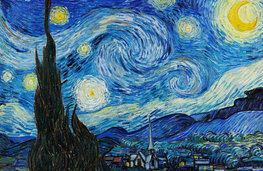 Starry Night Inspired Blue Swirl Artistic Mural Wallpaper for Interiors