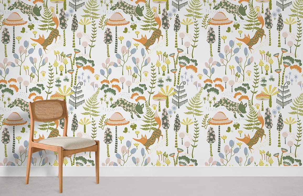 Wandering Fox Mural  Wallpaper Room