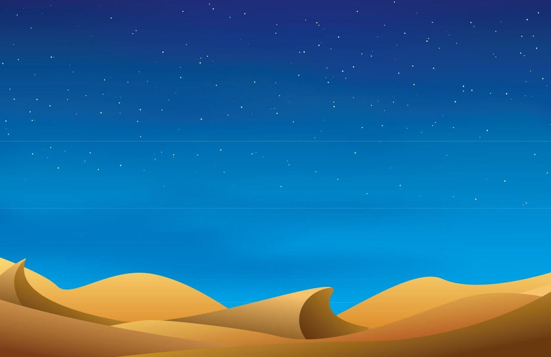 Desert Night Sky Mural Wallpaper in Deep Blue and Golden Sands.