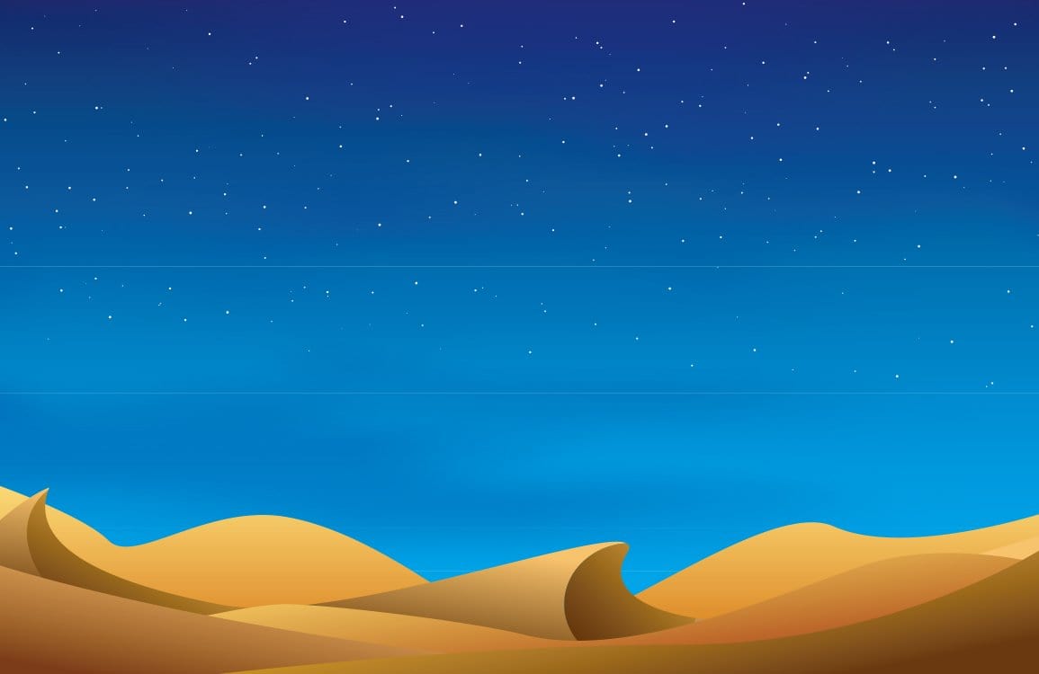 Desert Night Sky Mural Wallpaper in Deep Blue and Golden Sands.