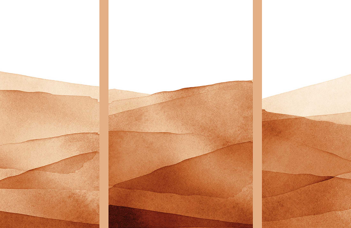 Terracotta Desert Landscape Mural Wallpaper - Earthy Tones, Minimalist Style Decor