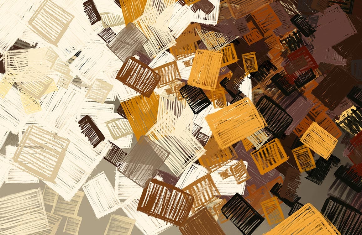 Geometric Abstract Autumn Squares Wallpaper - Rustic Browns and Ochre Tones