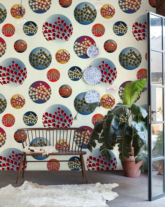 Retro Circular Motif Wallpaper: Multicolour Vintage Style for Modern ...