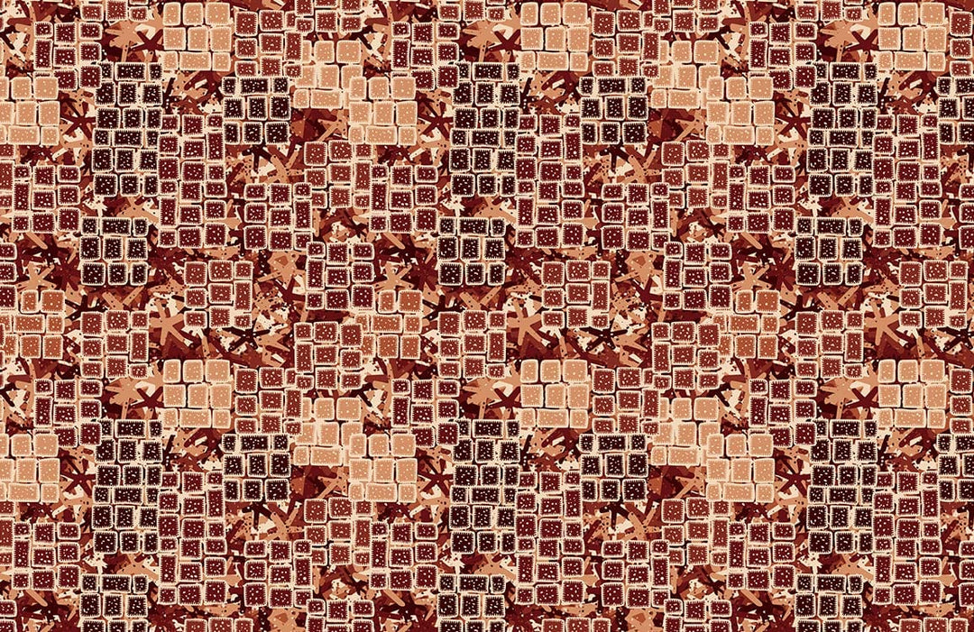 Rustic Autumn Mosaic Wallpaper - Earthy Tones Geometric Pattern Design