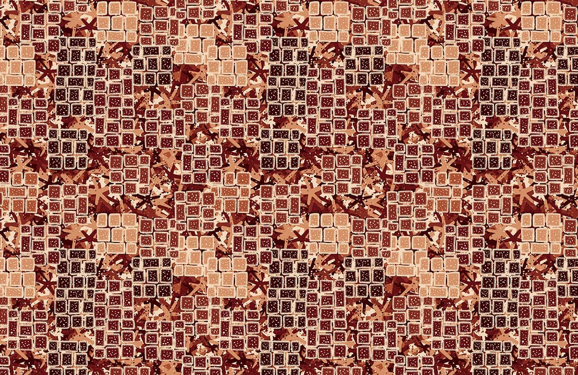 Rustic Autumn Mosaic Wallpaper - Earthy Tones Geometric Pattern Design