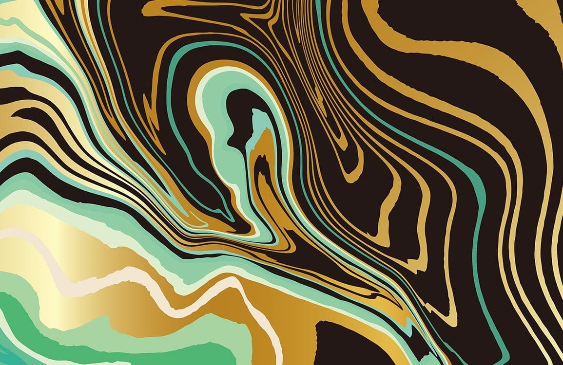 Luxury Green and Gold Marble Effect Abstract Mural Wallpaper Design