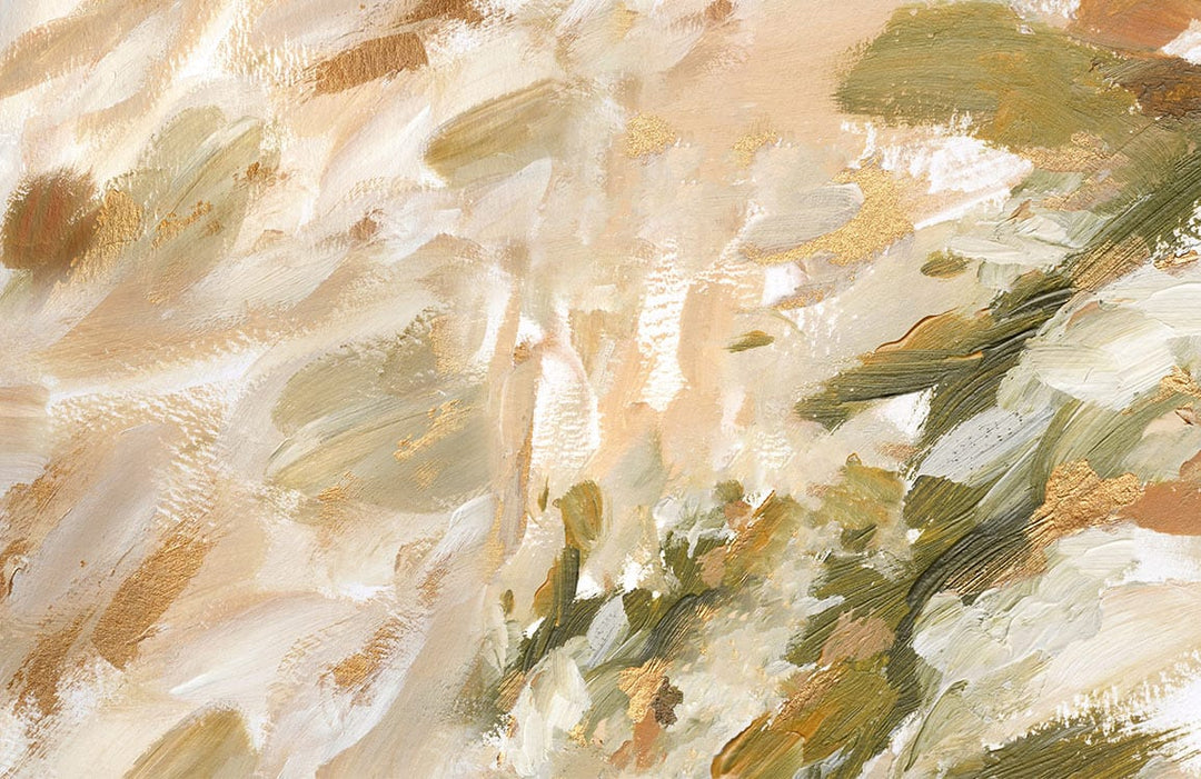 Abstract Brushstroke Beige and Olive Artistic Mural Wallpaper for Modern Interiors