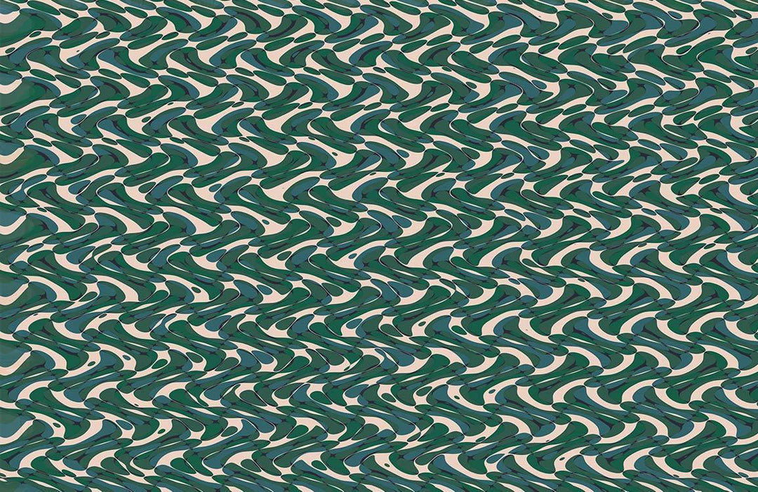 Abstract Green Wave Pattern Wallpaper - Modern Geometric Interior Design Style