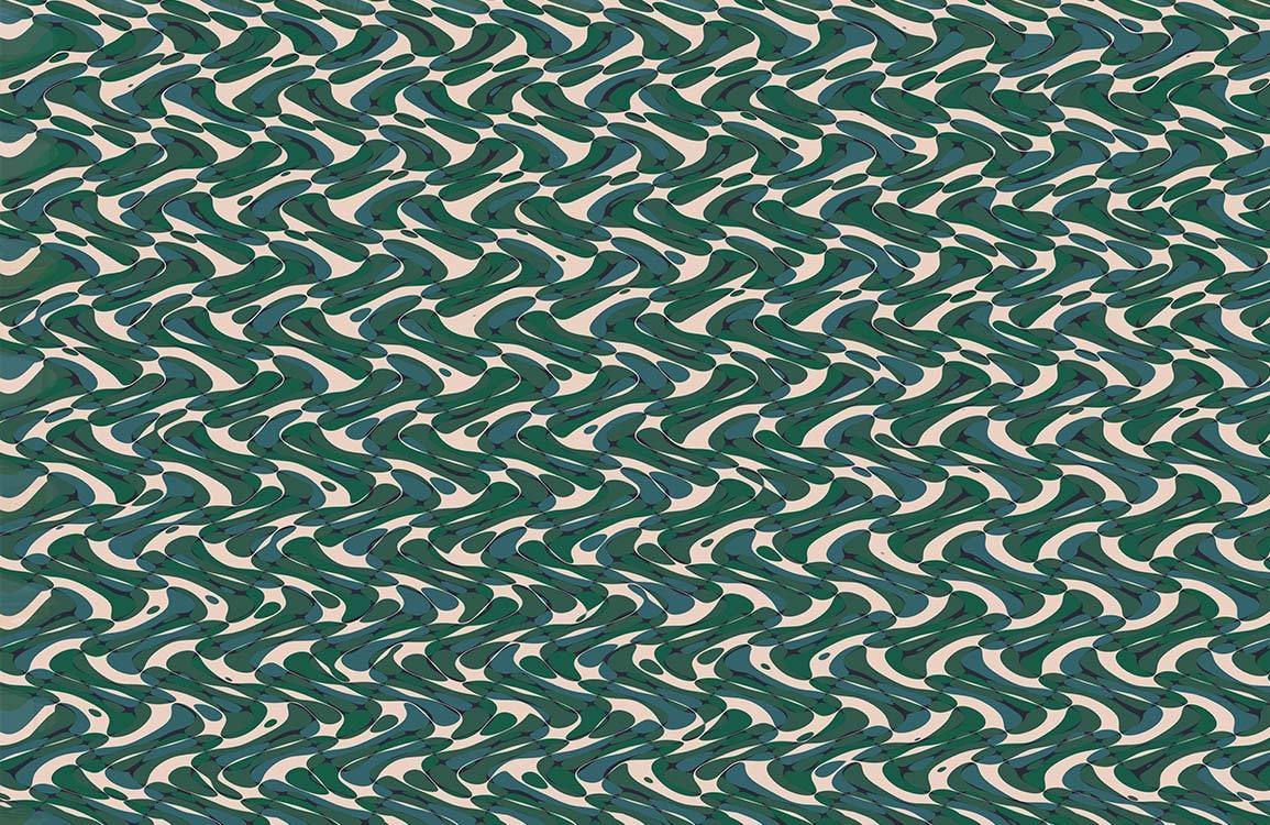 Abstract Green Wave Pattern Wallpaper - Modern Geometric Interior Design Style