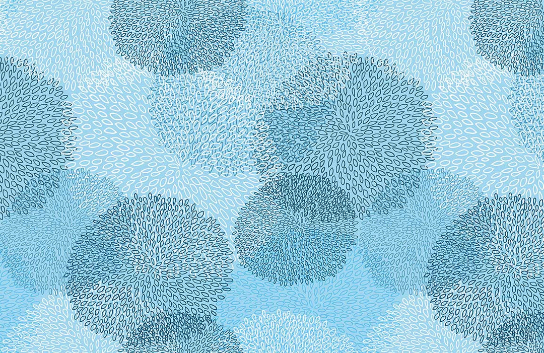 Elegant Blue Floral Burst Pattern Wallpaper - Modern Oceanic Design Bliss