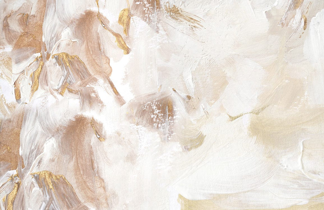 Elegant Abstract Art Marble-Effect Cream and Gold Mural Wallpaper Design