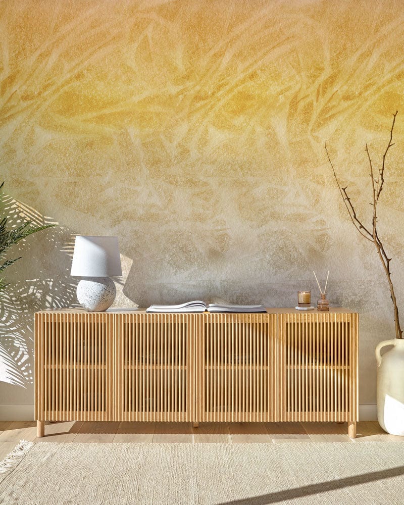 Abstract Watercolor Yellow Wallpaper Mural Decoration Idea For Home