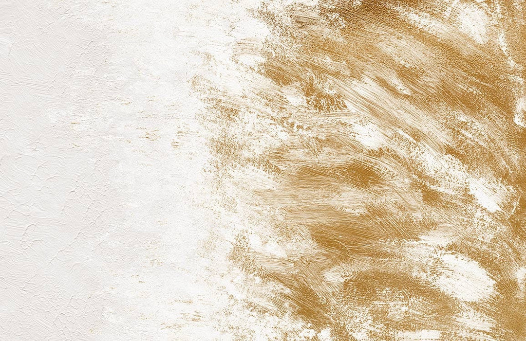 Elegant Gold and Ivory Abstract Brushstroke Mural Wallpaper for Contemporary Spaces
