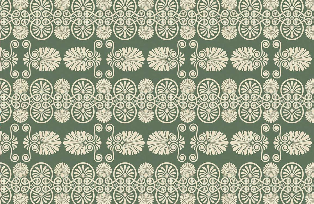 Elegant Olive Green Vintage Floral Pattern Wallpaper for Timeless Interiors