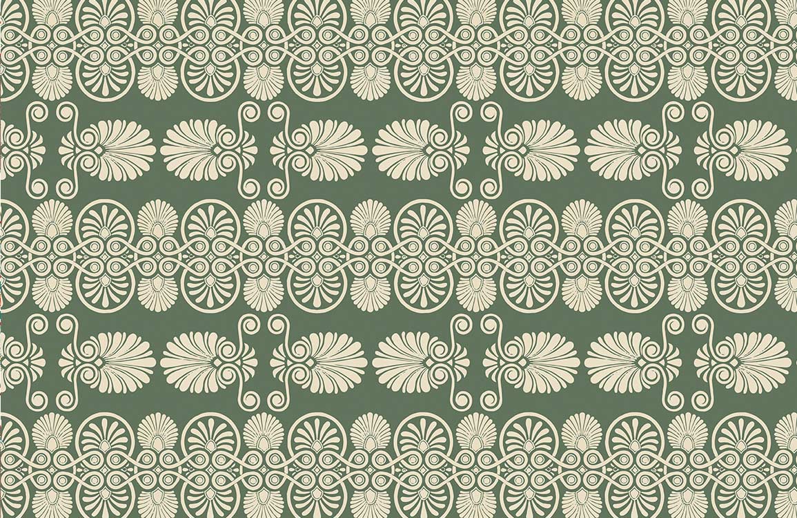 Elegant Olive Green Vintage Floral Pattern Wallpaper for Timeless Interiors