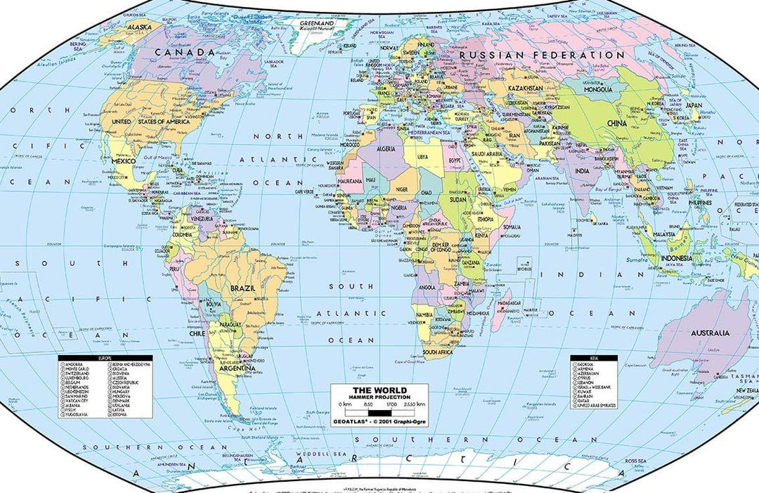 Vintage World Map Mural Wallpaper - Colourful Educational Travel Decor Print