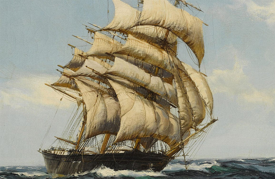 Vintage Nautical Sailing Ship Mural Wallpaper - Classic Ocean Adventure Design