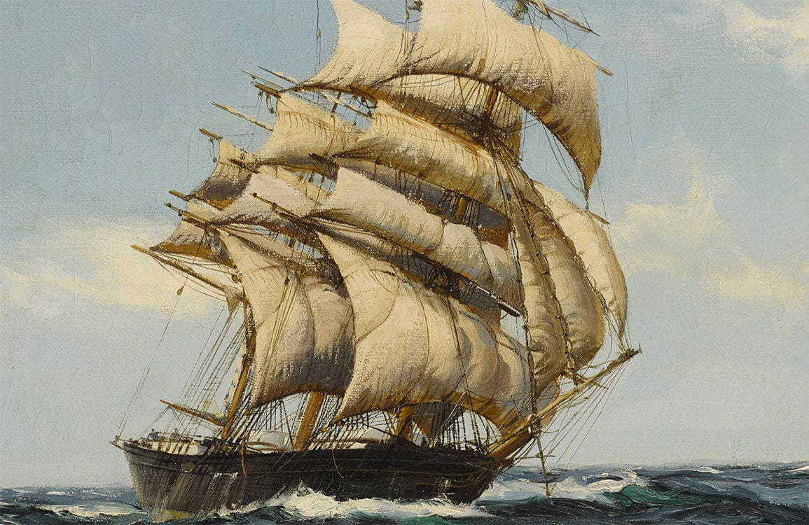 Vintage Nautical Sailing Ship Mural Wallpaper - Classic Ocean Adventure Design