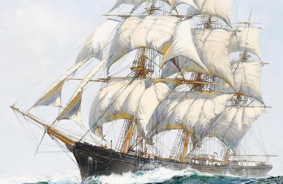 Vintage Maritime Sailing Ship Mural Wallpaper in Classic Nautical Style Print