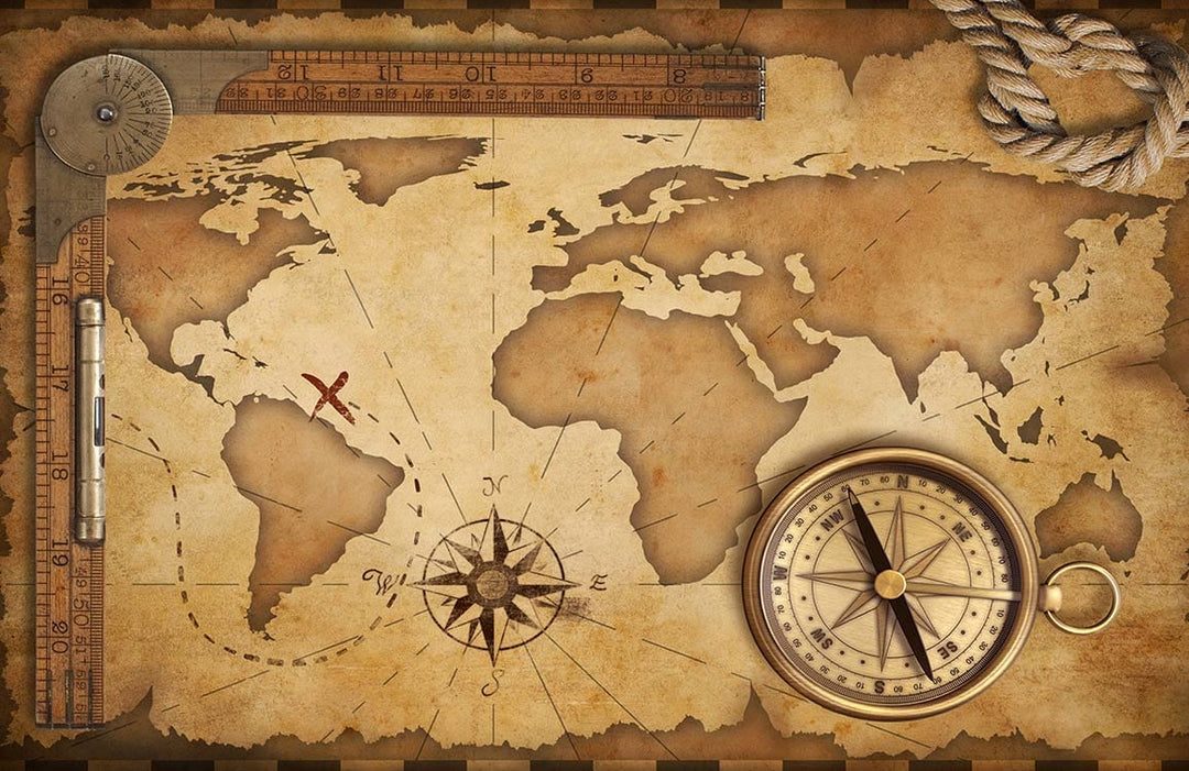 Vintage Treasure Map Mural Wallpaper – Antique Nautical Adventure Design