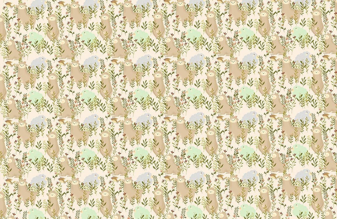 Serene Woodland Animal Print Wallpaper in Soft Earthy Tones for Nurseries