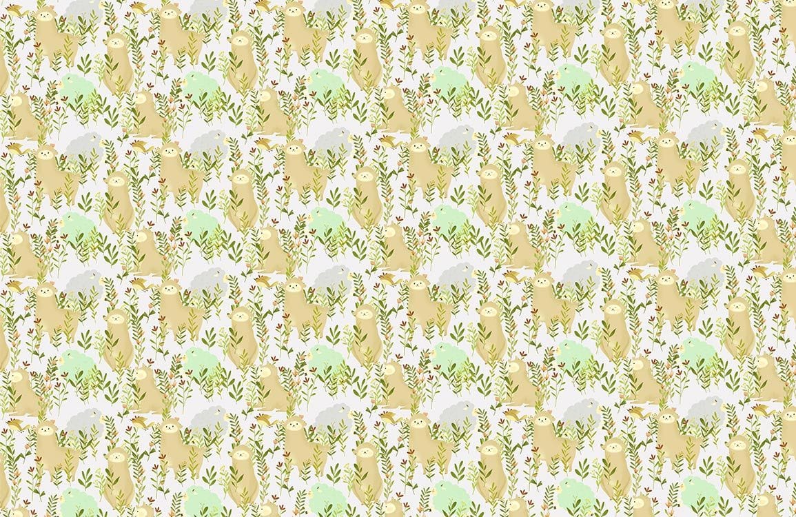 Pastel Woodland Animal Adventure Wallpaper - Playful Nature Kids Design