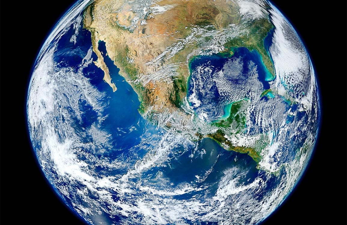 Earth from Space Mural Wallpaper: Blue Green Planetary Design Inspiration