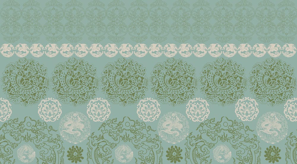 Ancient Green Pattern Wallpaper Mural