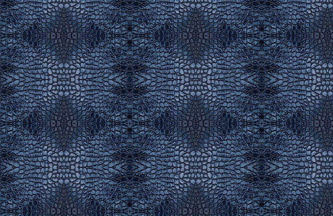 Luxurious Blue Textured Crocodile Pattern Wallpaper for Sophisticated Interiors