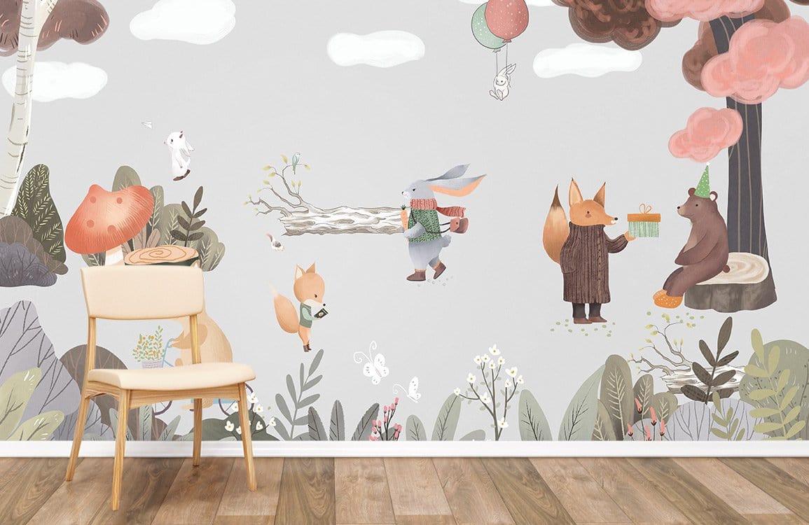 Forest Party wallpaper mural for kids room