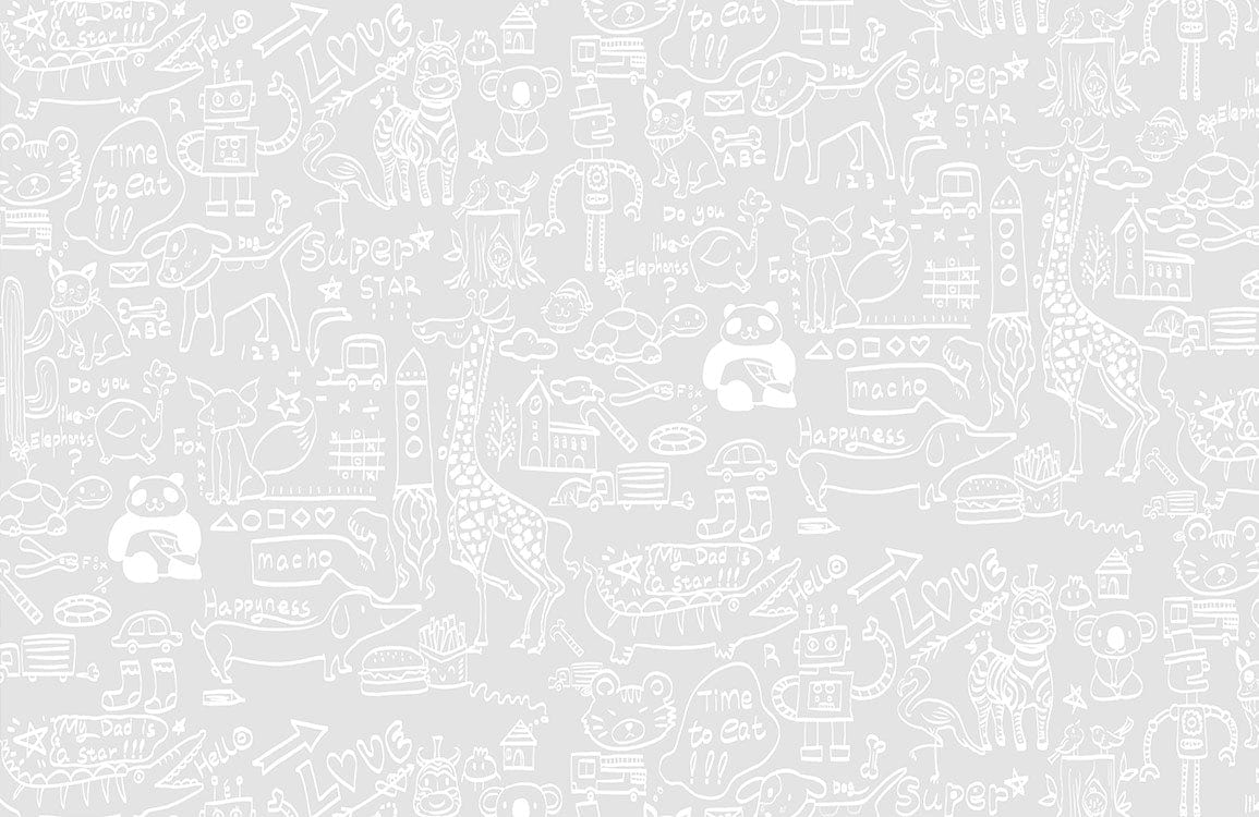 Playful Doodle Grey and White Children's Bedroom Wall Mural Wallpaper