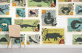 Animals Stamp Wallpaper Mural