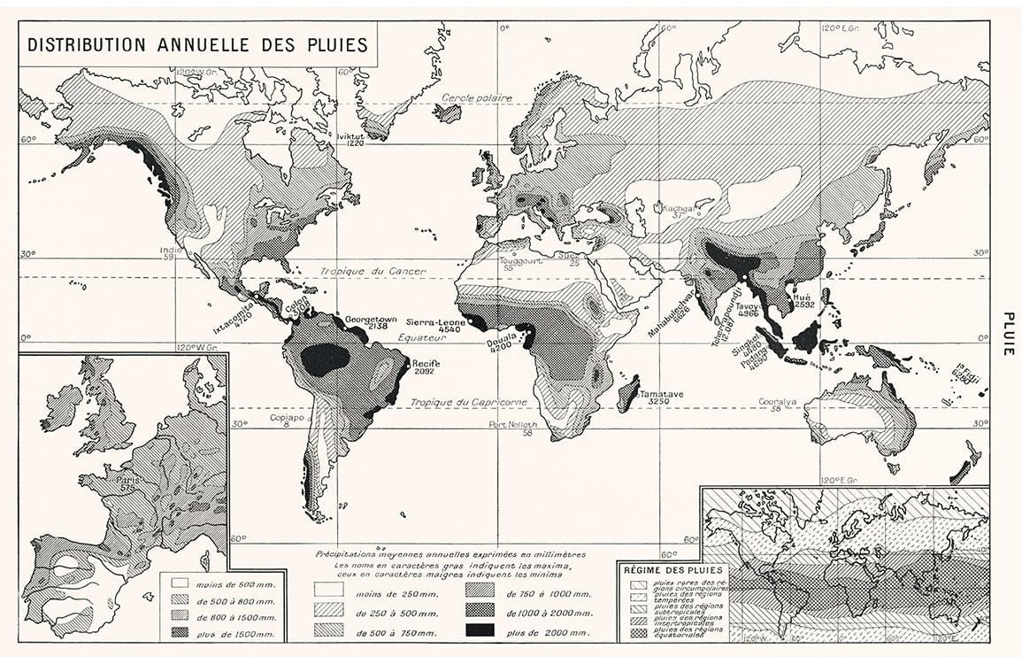 Vintage Monochrome World Map Geographical Print Mural Wallpaper Décor.