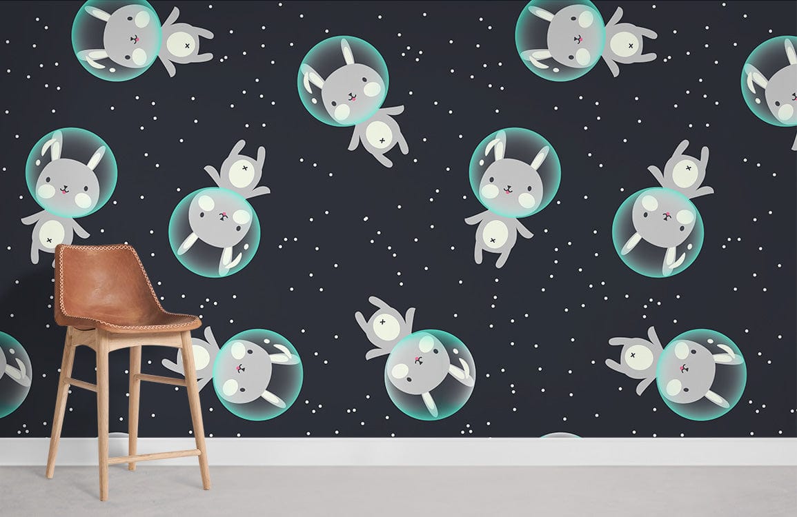 Astronaut Bunny Mural Wallpaper Room