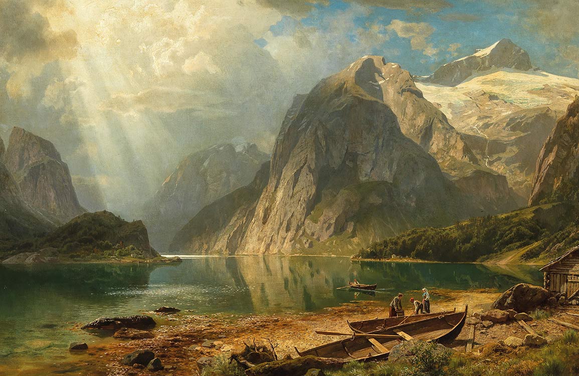 Majestic Mountain Retreat Mural Wallpaper: Serene Landscape, Earthy Tones, Nature-Inspired Design