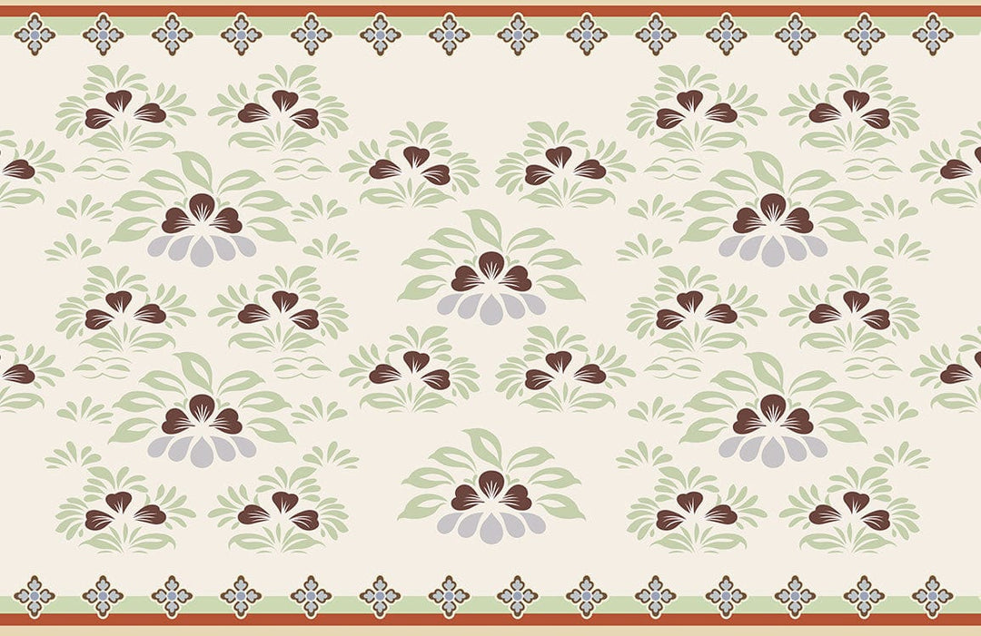 Vintage Floral Elegance Mural Wallpaper in Cream and Green Tones