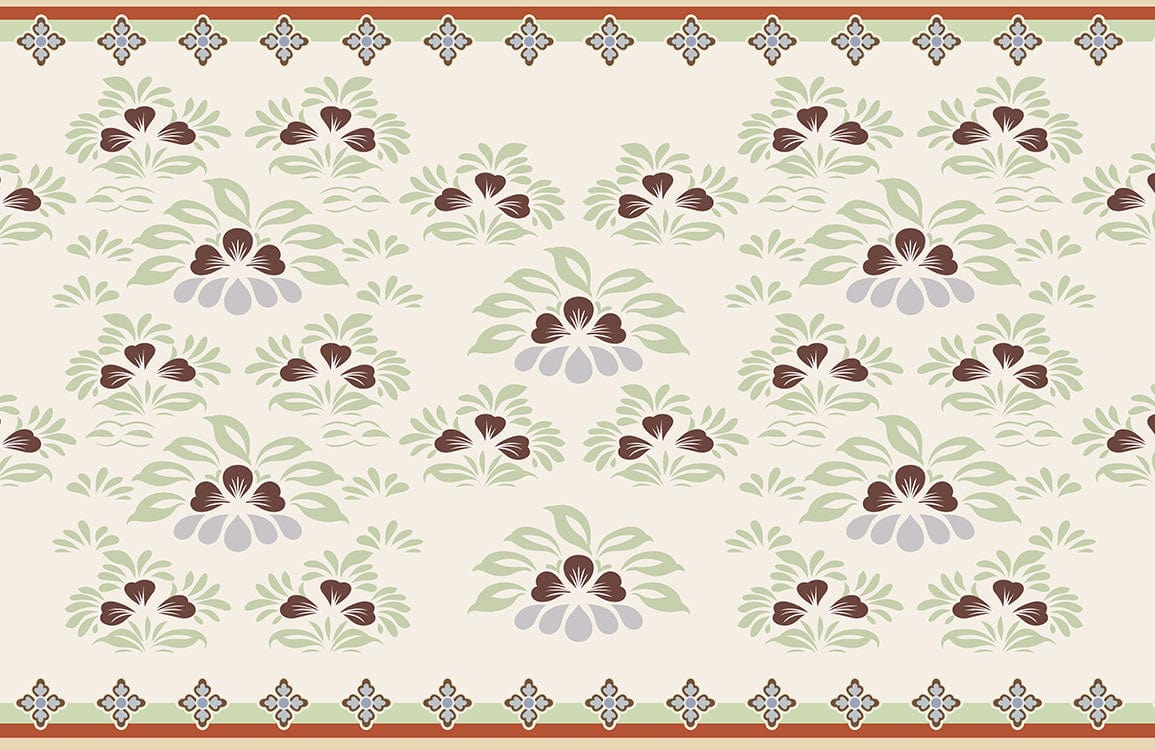 Vintage Floral Elegance Mural Wallpaper in Cream and Green Tones