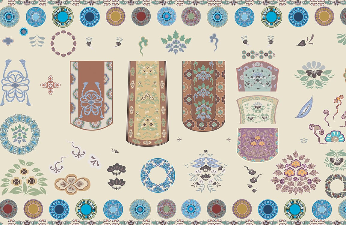 Vintage Floral Oriental Motif Wallpaper - Elegant Multicoloured Classic Design