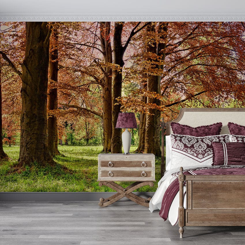 Autumn Leaf Grassland Wallpaper Mural For Home Interior Decor
