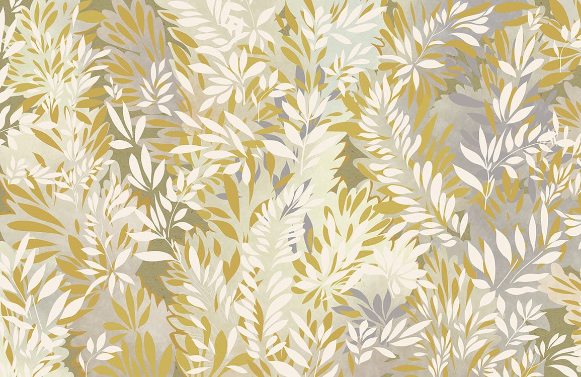 Botanical Oasis Leaf Pattern Wallpaper - Olive, Cream, Natural Tones Design