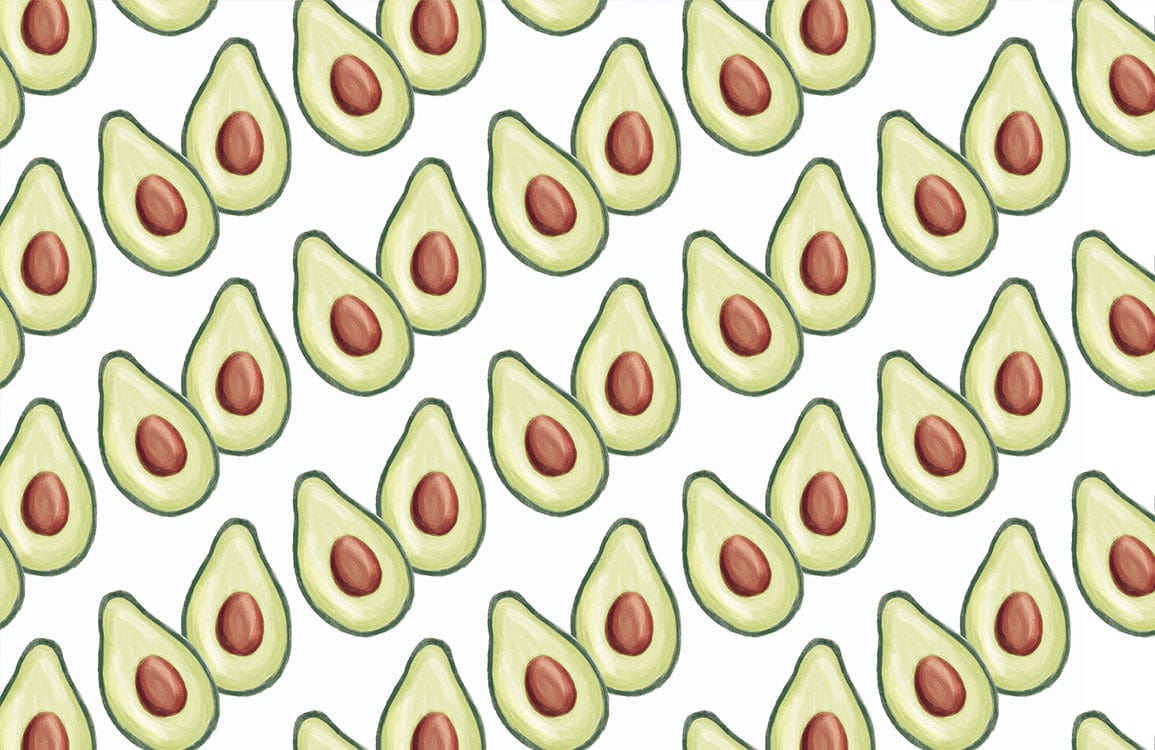 Trendy Avocado Pattern Wallpaper in Fresh Green and Cream Style