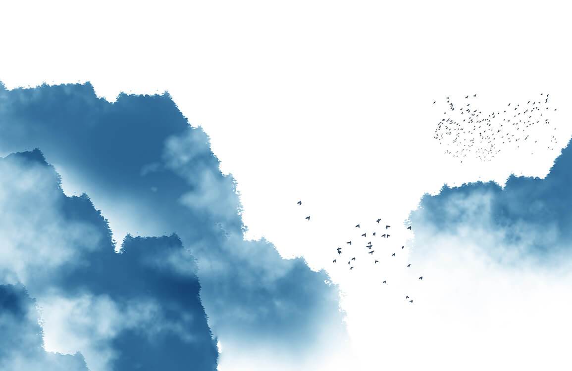 Tranquil Blue Sky with Birds Designer Mural Wallpaper for Interiors