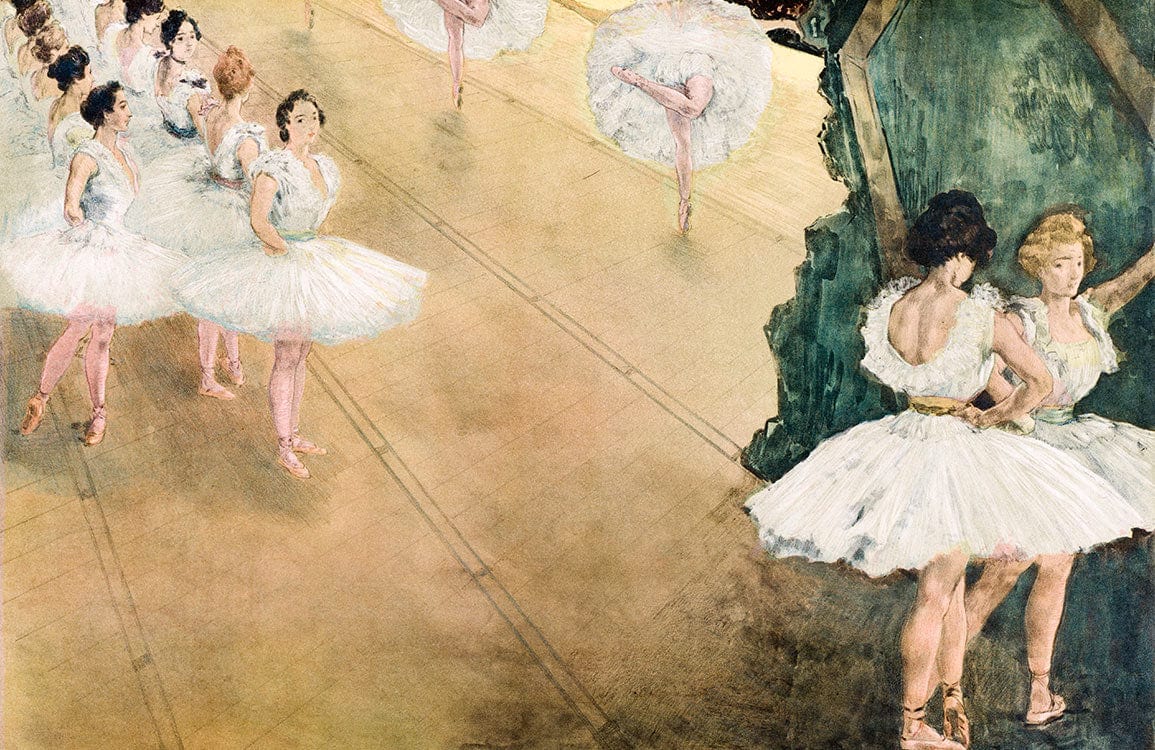 Elegant Ballerinas Vintage Mural Wallpaper - Classic Art in Soft Pastels