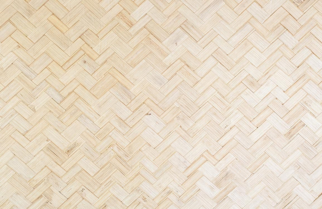 Natural Bamboo Inspired Herringbone Pattern Wallpaper in Light Beige Tones