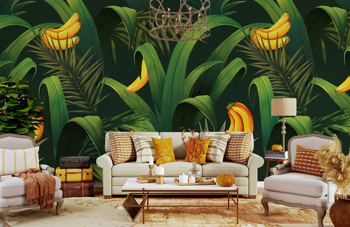 banana trees wallpaper mural for living room decor