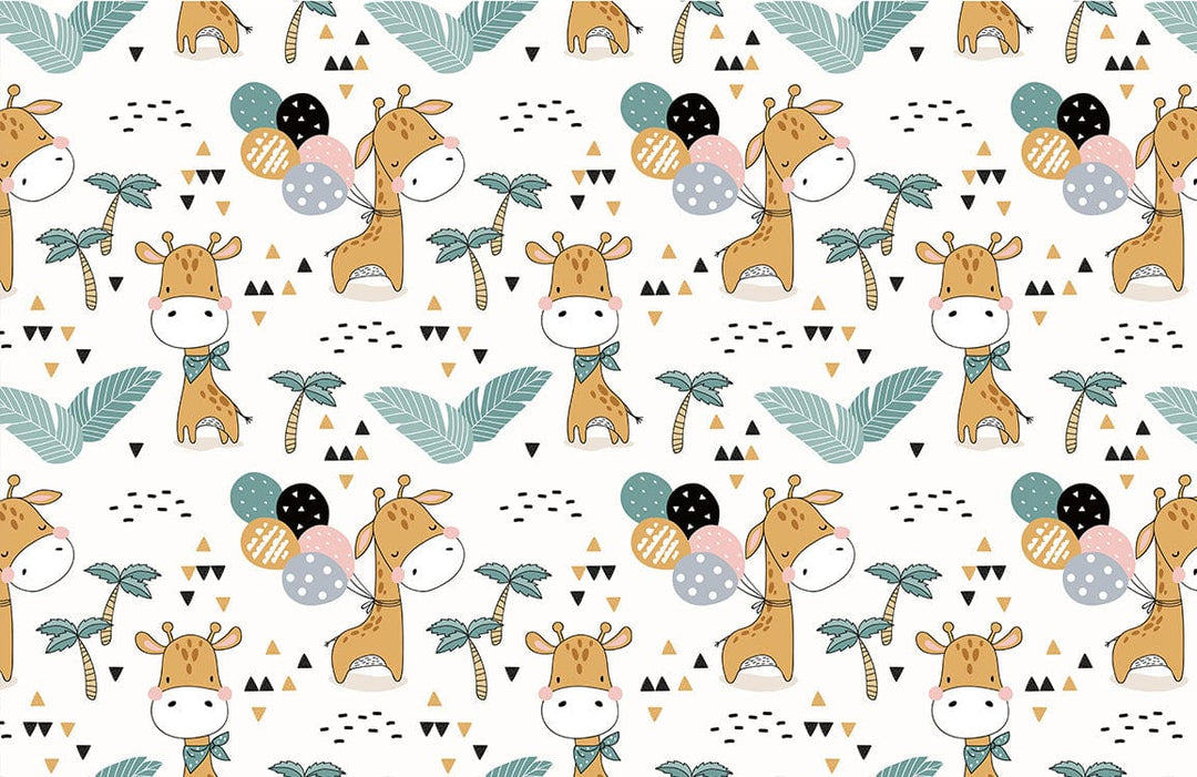 Adorable Giraffe Safari Theme Kids' Nursery Wallpaper in Pastel Hues